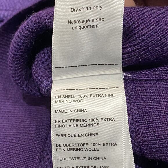 Untuckit Men's M Sorensen Purple Merino Wool Sweater Mock Neck 1/4 Button VGUC - Picture 7 of 8